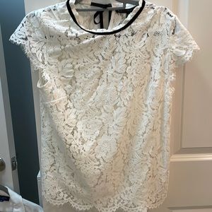 White House Black Market capped sleeve lace top with shell